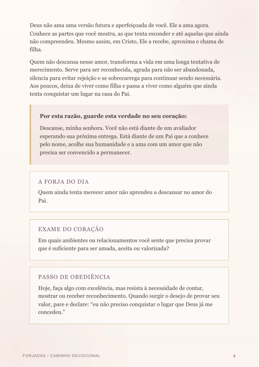 Página do Dia 1 do devocional Forjadas — continuação do devocional